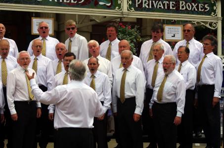 Tideswell Male Voice Choir outside the Opera House