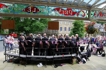 Tideswell Male Voice Choir outside the Opera House