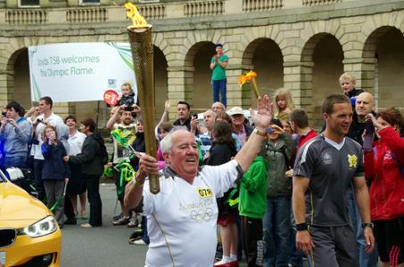 Bill Weston - triumphant with the torch!