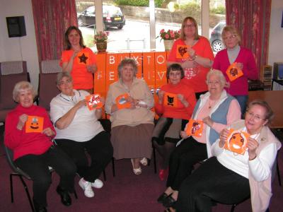 Hartington Court residents with their orange panels 