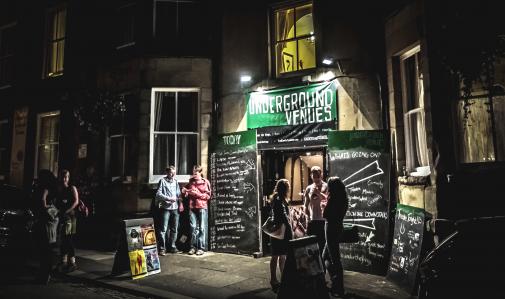 Underground Venues at night from its Old Hall days (J.B.)