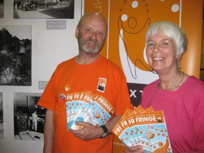 Fringe chair Keith Savage with The Green Man's Suzanne Pearson at the launch of the 2015 Fringe programme on Friday June 5.