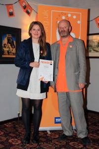 Lucy Allan collects the Spoken Word award for Melody (Unholy Mess) (credit: Ian J. Parkes)