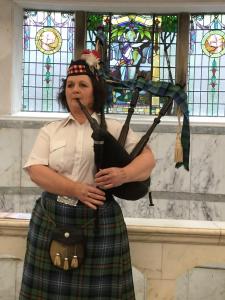 Piper Chris Drews at World Fringe Day in the Pump Room