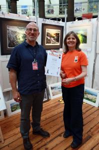 2017 winning artist Giles Davies at The Great Dome Art Fair with Stephanie (credit: Ian J. Parkes)
