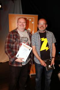 Award-winning actor Ross Ericson (left) with Fringe representative Robbie Carnegie (credit: Ian J. Parkes)