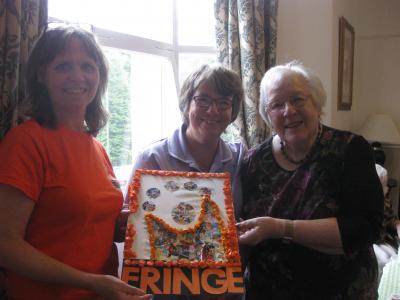 Fringe Marketing Officer Stephanie with activities co-ordinator Julie and resident Irene at the Pavilion Care Centre (June 2017)