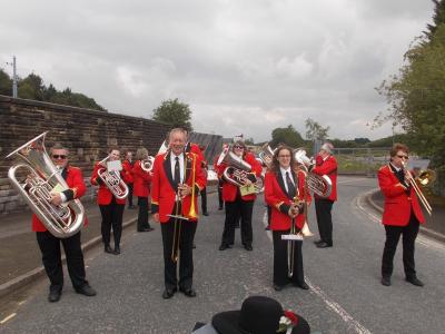 Sam with Burbage Band Trombone section on Carnival Day (SS 2019)