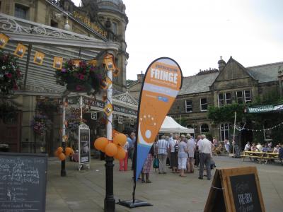 The lively opera house forecourt during the Fringe (credit: Stephanie Billen 2019)