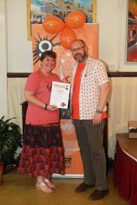 Anna Girolami receives New Writing Award at Fringe40 (credit Ian J. Parkes)