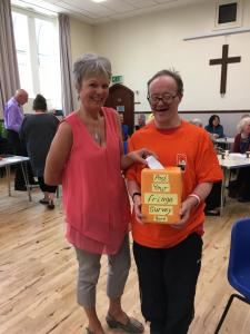 The Fringe teamed up with the Rossendale Trust to provide work experience for Barry Haynes who helped us with surveys (pictured here with Kaleidoscope Choir's Carol Bowns). Thanks Barry! (credit: Linda Rolland 2019)