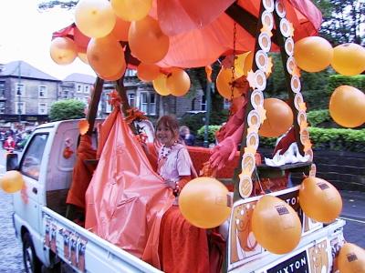 Wet but still standing on 2004's Fringe25 carnival float!
