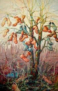 Louise Jannetta, Foot Tree. Oils on canvas. 240 x 140 cm. (2020)