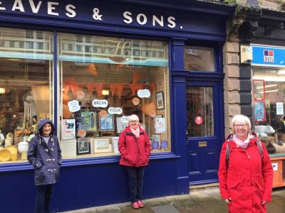 ACE artists stand outside their Break Your Stride exhibition at Hargreaves during Fringe 2020