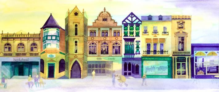 Buxton Shops Architecture painting by Pam Smart 