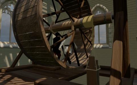 The Windlass, medieval hoist, used to haul up building materials.