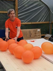 Catherine is busy with balloons for the Fringe Awards (credit: Dan Osborne) 