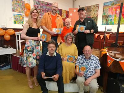 Buxton Fringe (July 6-24) hosted a busy and successful party at Buxton's Green Man Gallery on June 4th to celebrate the publication of its free 52-page printed programme. Performers joined in the fun with comedy and music. Picture shows back row: Miss Angela Bra, Fringe chair Stephen Walker, Entries coordinator Ian Bowns and stand up Henry Churniavsky. Front row, from left to right, folk trio Rare Occasion's Jon Scaife, Judy Dunlop and Nigel Corbett.