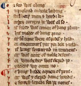 'Sir Orfeo' - first page Auchinleck manuscript c1330