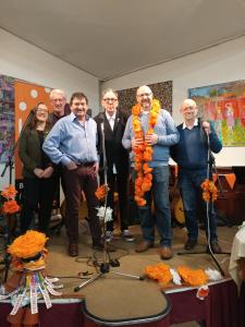 Full of the joys... Picture shows from left to right, Springboard performers: Sarah Owens and Ian Bevan of music group Four Tell, singer Chris Milner - Journeyman, Beat poet Ray Globe of the Glummer Twins, Fringe Chair Stephen Walker and Four Tell's Ian Bowns.
