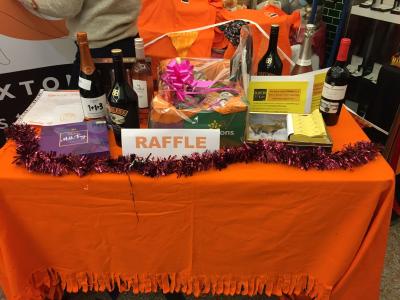 The brilliant raffle is ready - thanks to all the businesses who supported it. (JH)