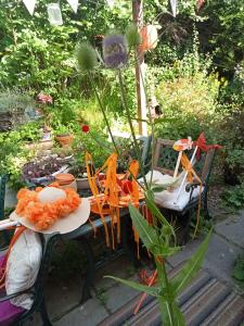 It's nearly the end of the Fringe and all the Fringe costumes are present and correct in the maker's garden (CS)