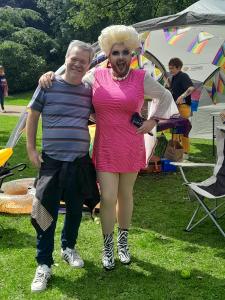 The Fringe's Rob Harrison plus Crudi Dench at the Pride Picnic (RH)
