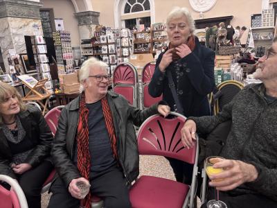 Friends reunited: Chris and Don Dolby and Gordon MacLellan with Caroline Small (behind) (MK)