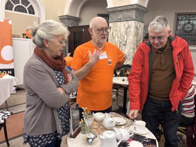 Caroline Small of Green Man Gallery with Ian and Stuart (MK)