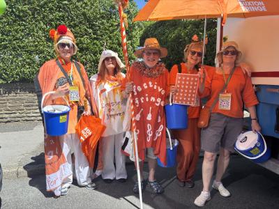 Carnival Fringe team members: Julie, Catherine, Ian, Sandra and Pam (credit: Moira Kean 2025)