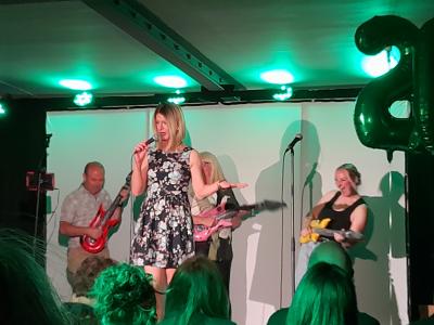 Volunteers from the audience join Angela Bra's band at the Fringe Launch Party 2025 (credit: Carole Garner)