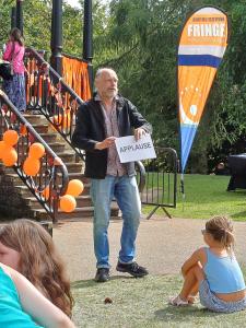 You know what to do... Mike Raffone at Fringe Sunday 2025 (credit: Stephanie Billen)
