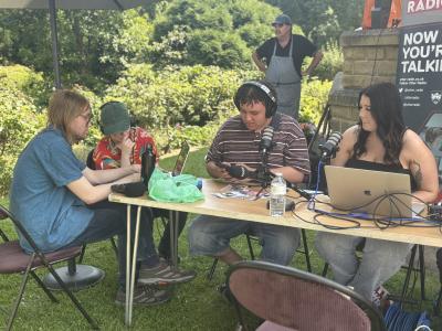 The University of Salford's Utter Radio carry out interviews at Fringe Sunday 2025 (credit: Moira Kean)