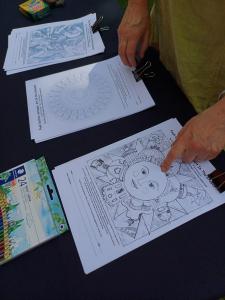 A warm welcome to children with colouring in galore at Fringe Sunday (SB)