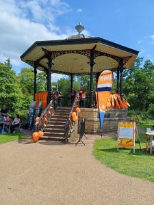 Good to go. The bandstand adorned for Fringe Sunday 2025 (credit: Stephanie Billen)
