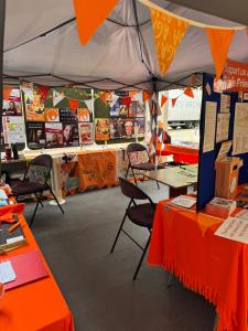 Hand-crafted bunting at the Fringe Desk