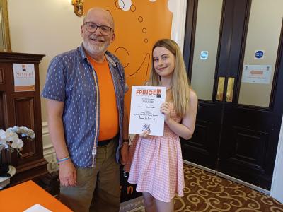 A win for Darcy Cassidy from The Pendleton Codebreakers at the Buxton Fringe Awards 2026 (SB)