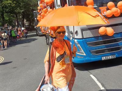 Julie seeks a little Fringe shade on Carnival Day! (credit: Dan Osborne 2026)