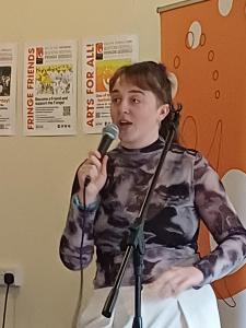 Spoken Word performer Skye Lilly introduces an extract from The Fomo Show (SB)