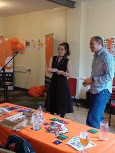 Actor/writer Siobhán Healey and actor Nathan Dowling introduce an extract from their show Unleashed. (SB)
