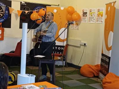 Singer-songwriter Will Hawthorne performs at the 2026 Programme Party (credit: Stephanie Billen)