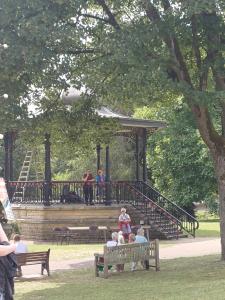 Preparation and decoration of the bandstand begins (credit:  Stephanie Billen) 