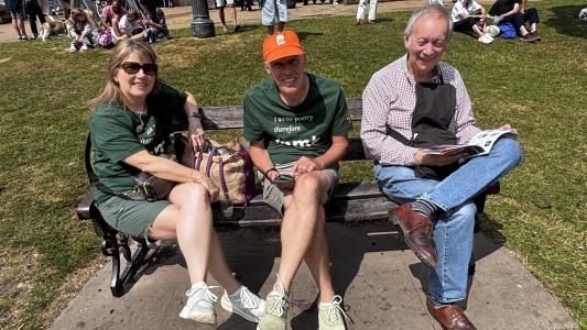 John Hobson (Funny Onion), Alison and Sam Slide enjoy the proceedings (credit: Moira Kean)