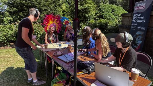 Utter Radio students take it all in at Fringe Saturday (credit: Moira Kean 2026)