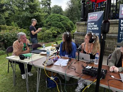Compere Rob Harrison discusses the day with Utter Radio (credit: Moira Kean)